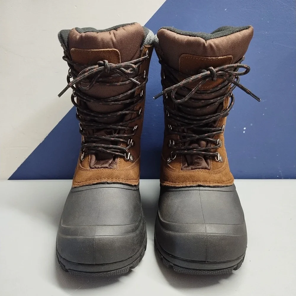 Northeast Outfitters Pac Winter Boots Mens 8 Brown Black Leather Water Resistant